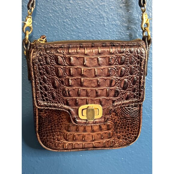 Brahmin Brown Croc-Embossed Leather Organizer Crossbody Bag - Picture 4 of 16
